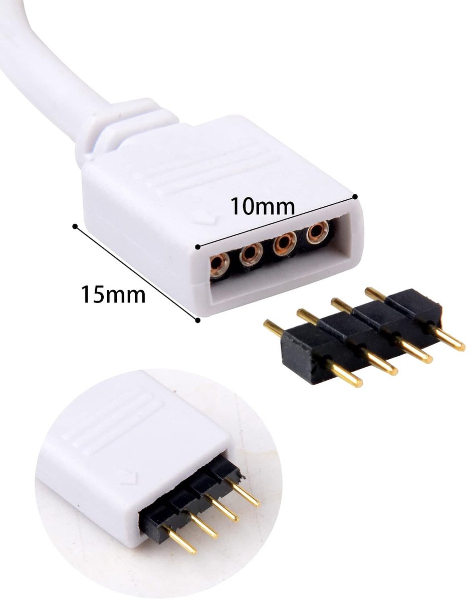 Verlengsnoer LED RGB strip 0.5m - 4-pins connector - voor 10mm breedte - eenvoudig te installeren - SnelShoppen