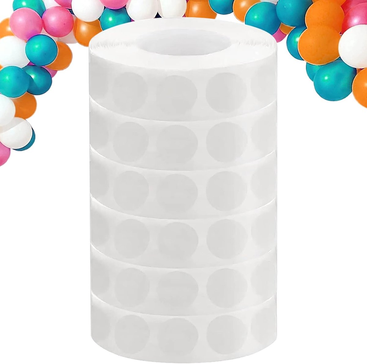 SnelShoppen - 3000 Stukjes Ballon Lijm Dots, 6 Rollen Dubbelzijdige Plakband voor Ballonnen, Afneembare Lijm Tape, Niet-vloeibare Lijm - Bruiloft, Fee