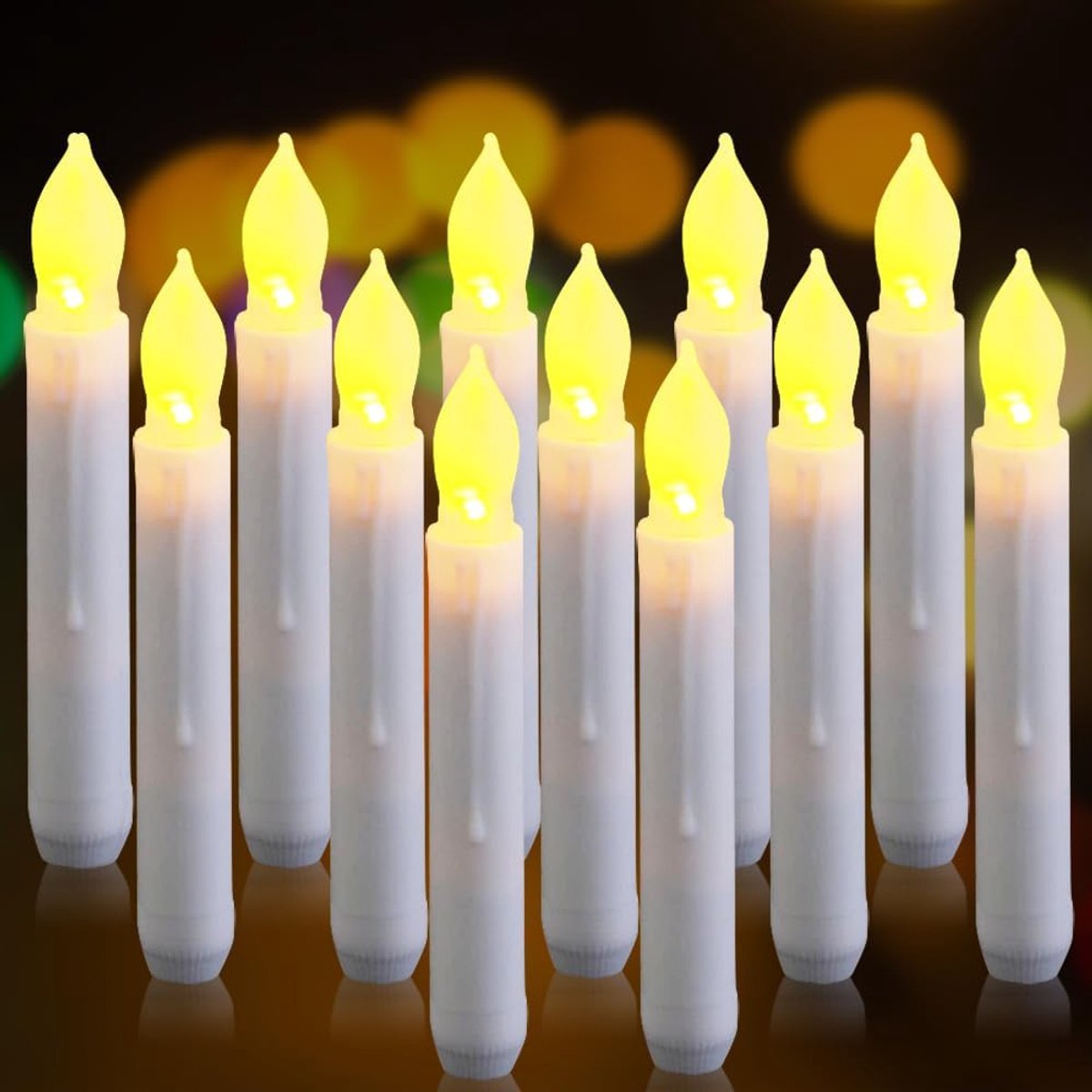 LED kaarsen 12 stuks - wax met warm wit licht - brandveilig en flickerend - ideaal voor sfeer in huis - ShopVlot