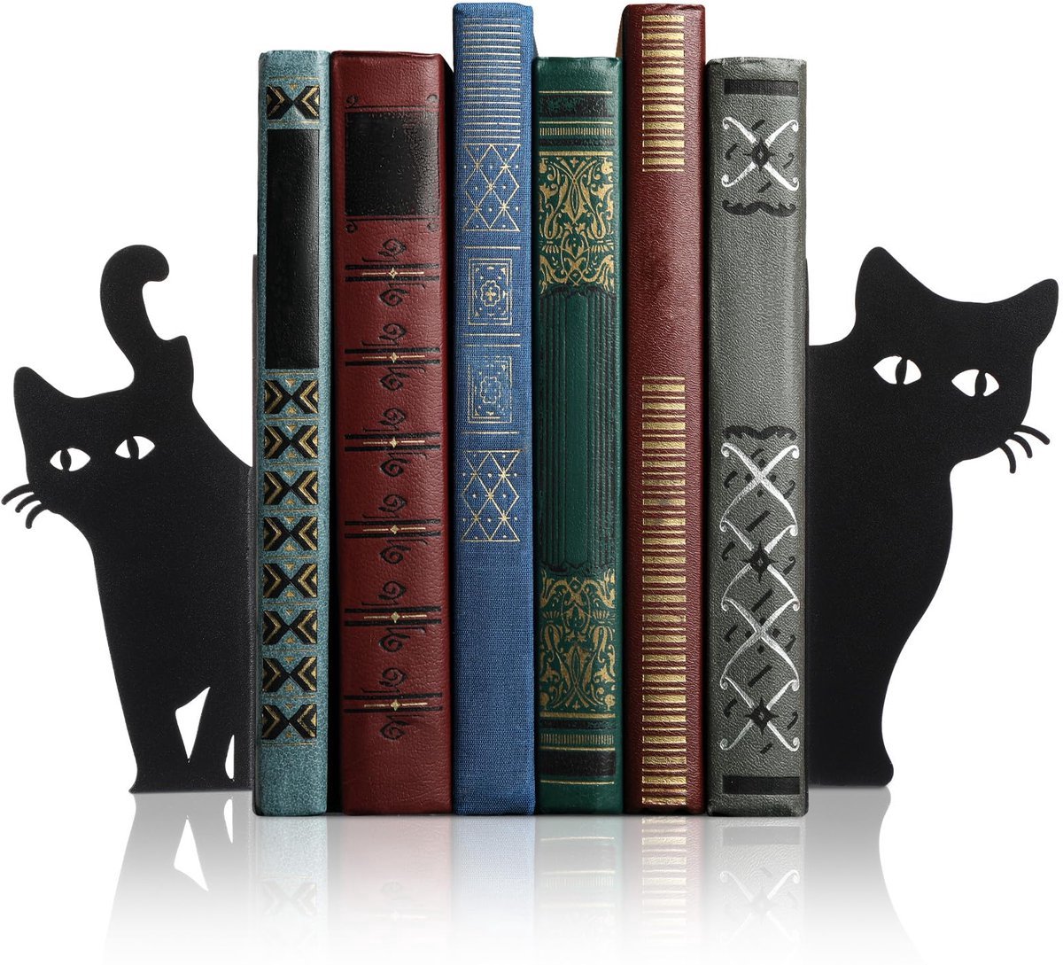 Casalora Peeping Cat Boekensteun - Metalen - Set van 2 - Decoratieve Boekenstandaard voor Planken, Kantoor en Woonkamer - Cadeau voor Kattenliefhebbers