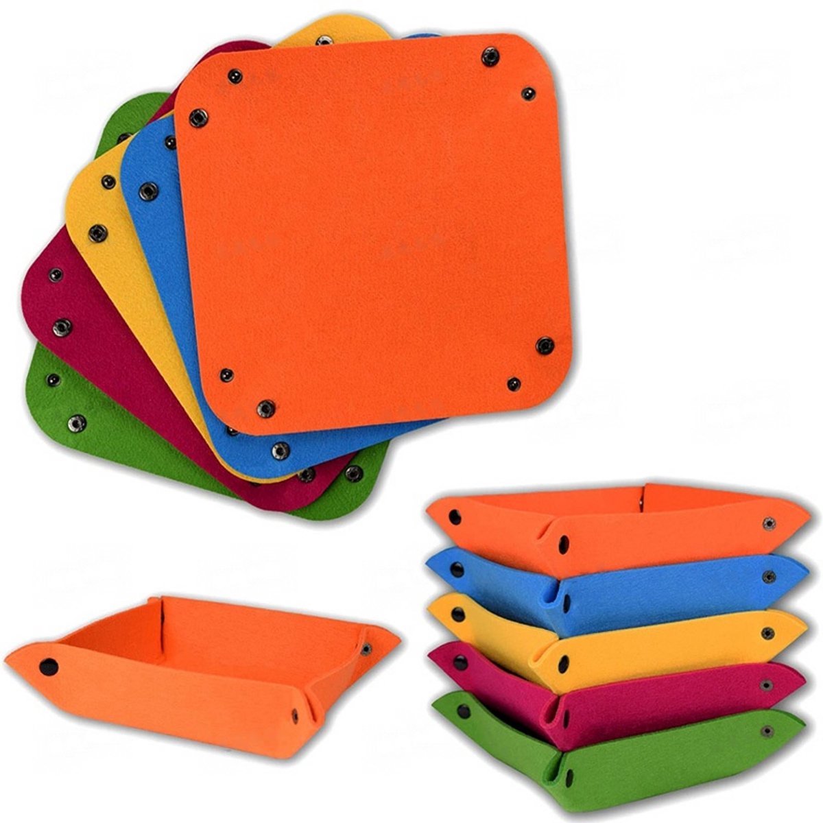 Casalora Puzzel Sorteer - Puzzel sorteerbakjes - Vilten Matjes - Opbergsysteem - Set van 5 Stapelbare Puzzelbakken voor 1000-4800 Stukjes