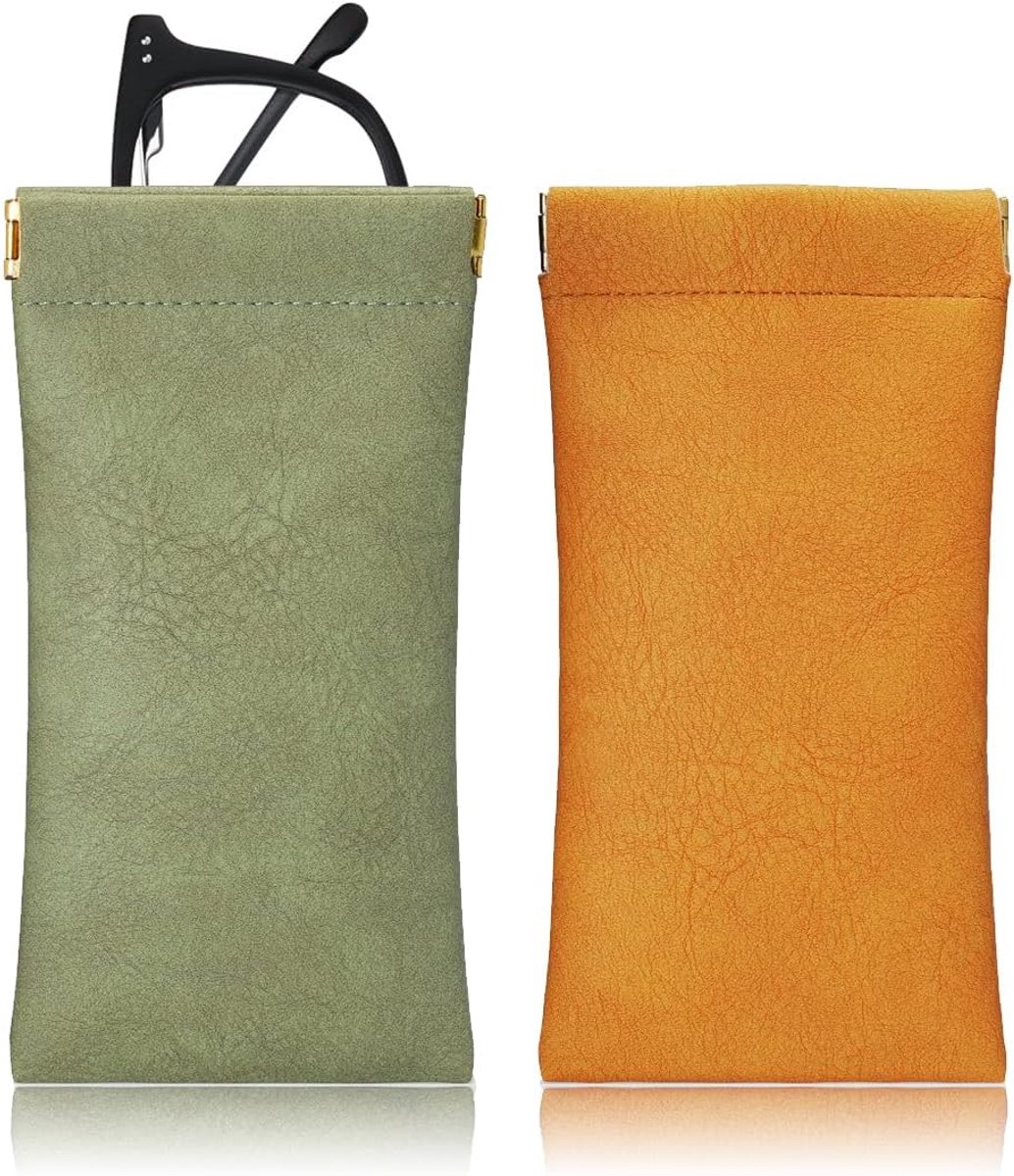 Brillenkoker set van 2 - zachte PU-lederen etui - kliksluiting - stijlvol en kleurrijk - ShopVlot