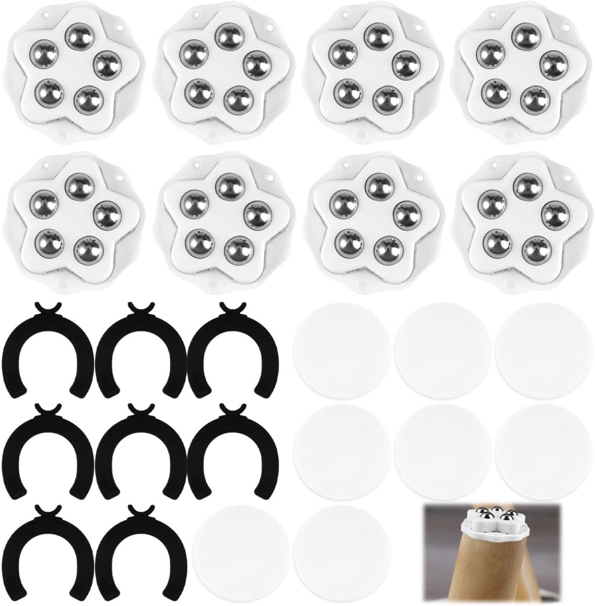 Kleine balwielen 8 stuks - 50x50 mm - met rem - eenvoudig verplaatsen van meubels - ShopVlot