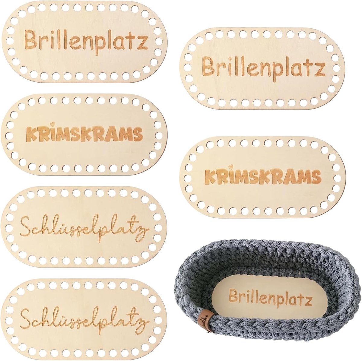 Houten bodems voor haakmanden - 10x20 cm - set van 6 - veelzijdige DIY-accessoires voor decoratie - ShopVlot