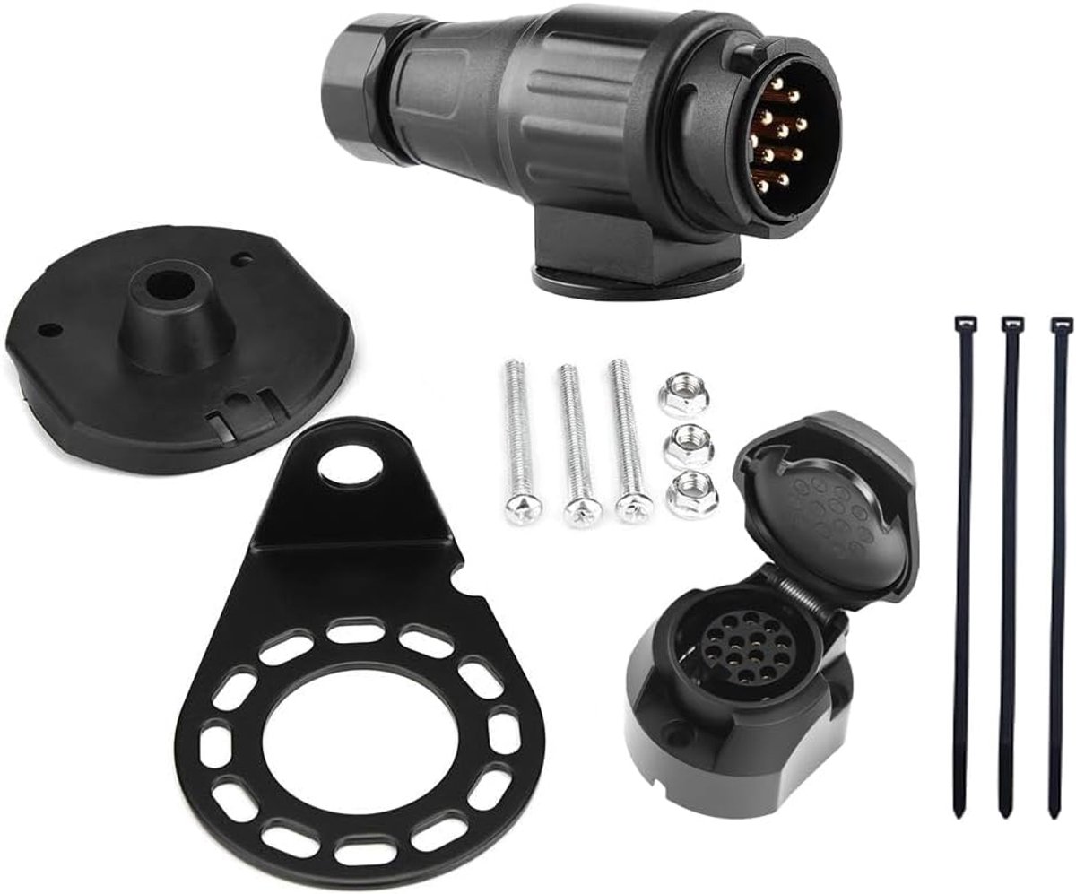 13-polige aanhangerstekker en stopcontactset - waterdicht - met metalen houder - ShopVlot