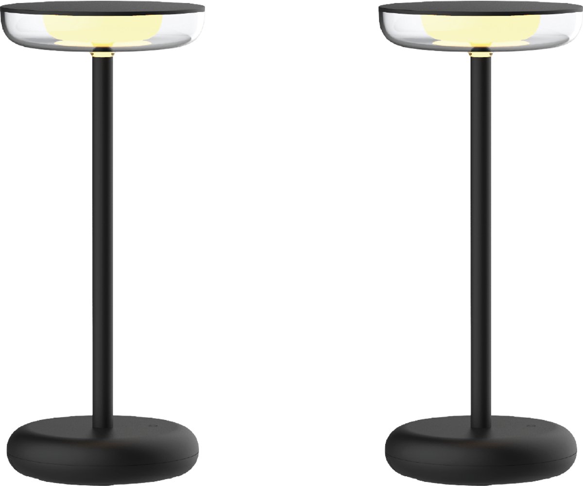 Luxus Europe - Tafellamp Mykonos - Set van 2 Zwart - Draadloze Tafellamp Buiten - Oplaadbaar - USB-C - Dimbaar - Warm Wit - Waterbestendig