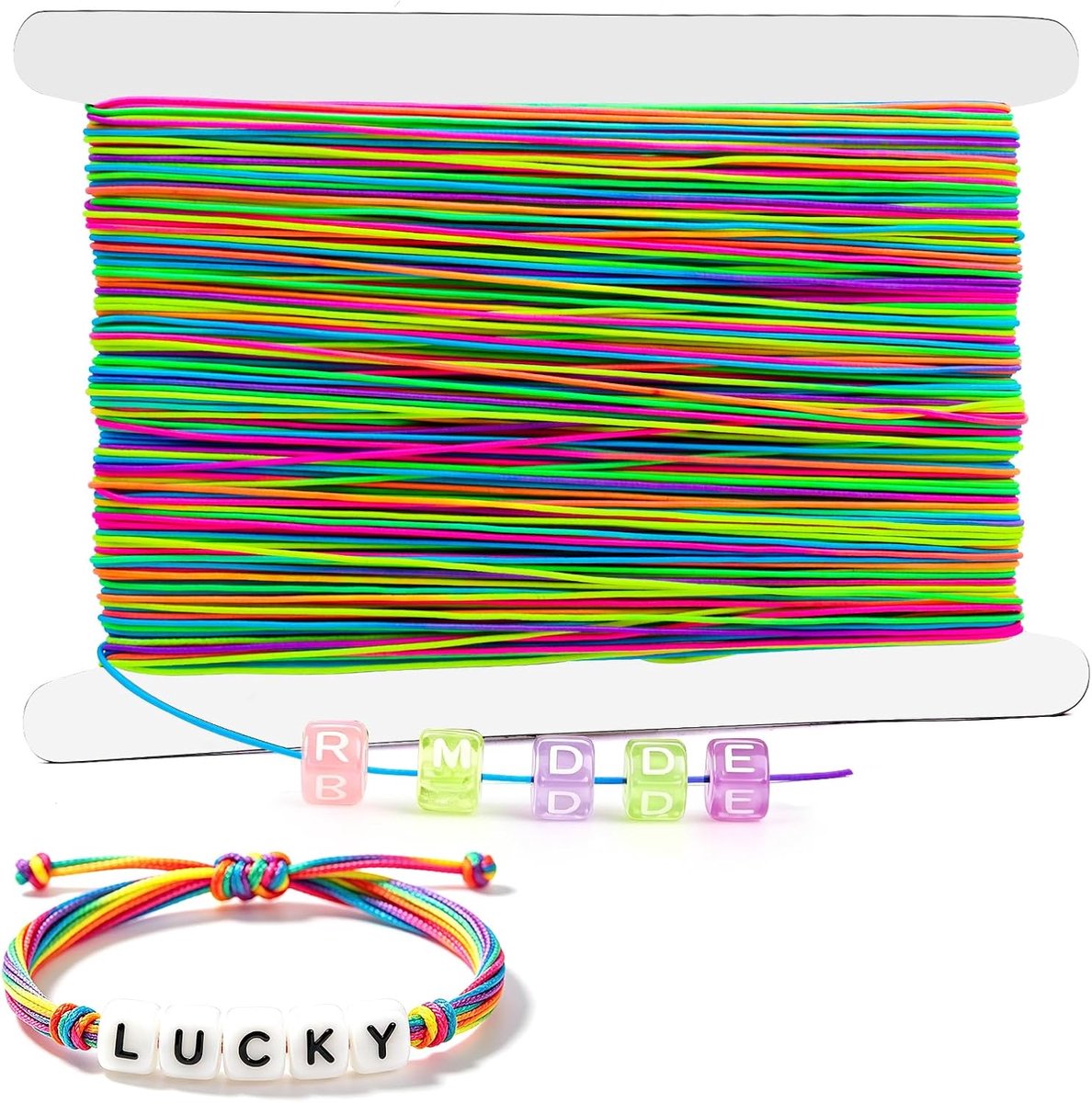 Elastiek 150 m 1 mm - nylon koord regenboogkleurig - hoge elasticiteit - ideaal voor sieraden maken - ShopVlot