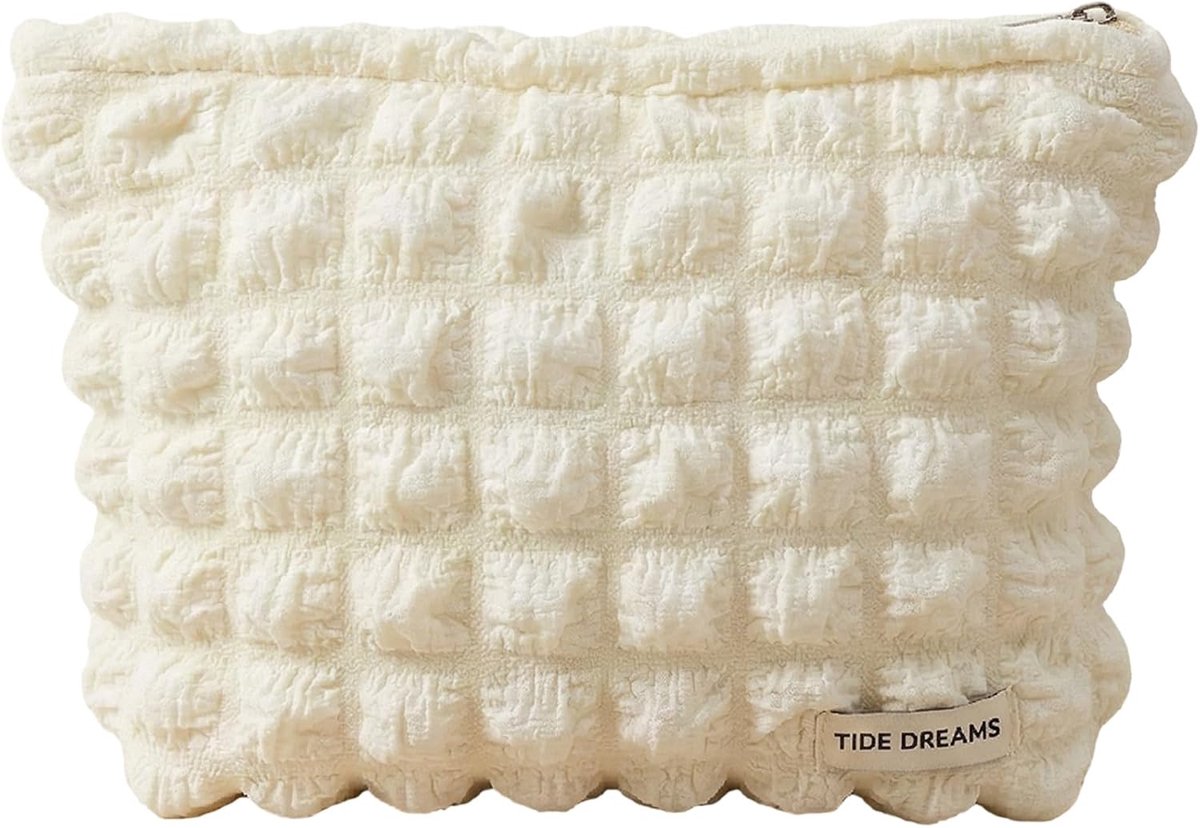 Cosmetic bag groot - off-white - met rits - ideaal voor reizen - ShopVlot