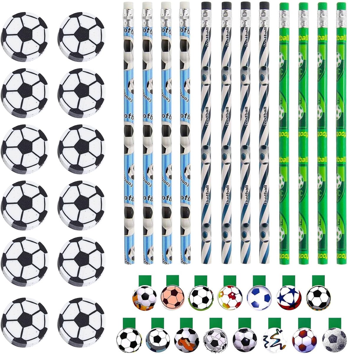 Magnetische boekenleggers 15 stuks - voetbalpotloden en gum - perfect voor kinderen - ideaal voor school - ShopVlot