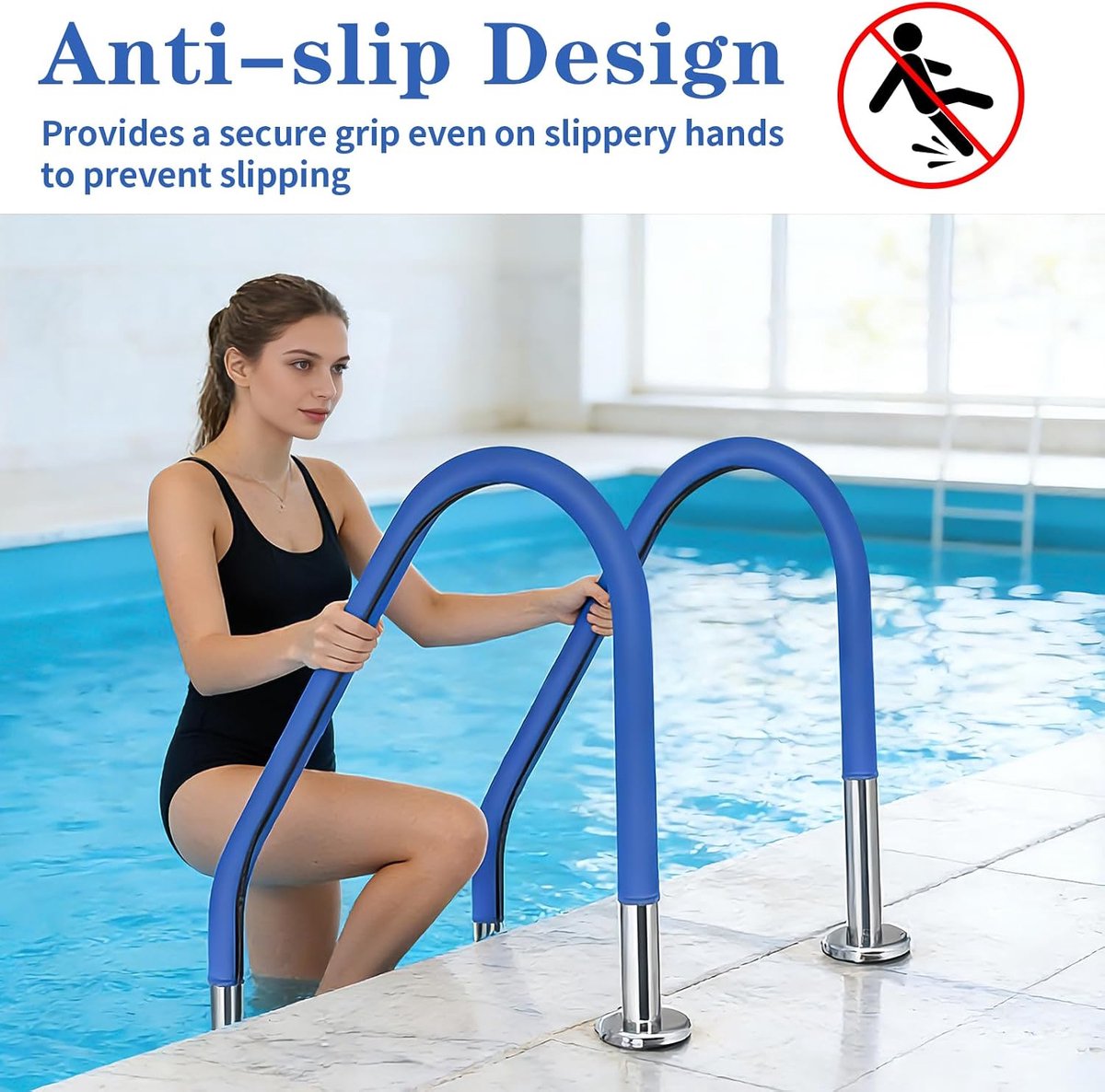 Zwembad leuningafdekking 120 cm - antislip - met ritssluiting - veilige grip voor kinderen en senioren - ShopVlot