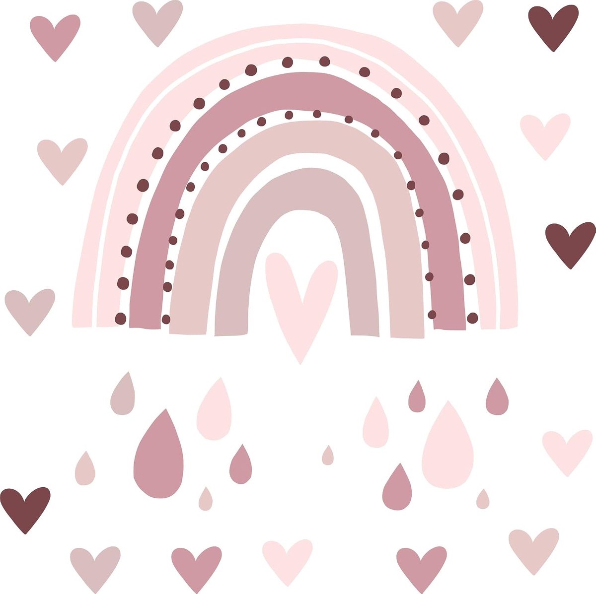 Muurstickers kinderkamer - regenboog ontwerp - roestig roze - voor meisjes en jongens - ShopVlot