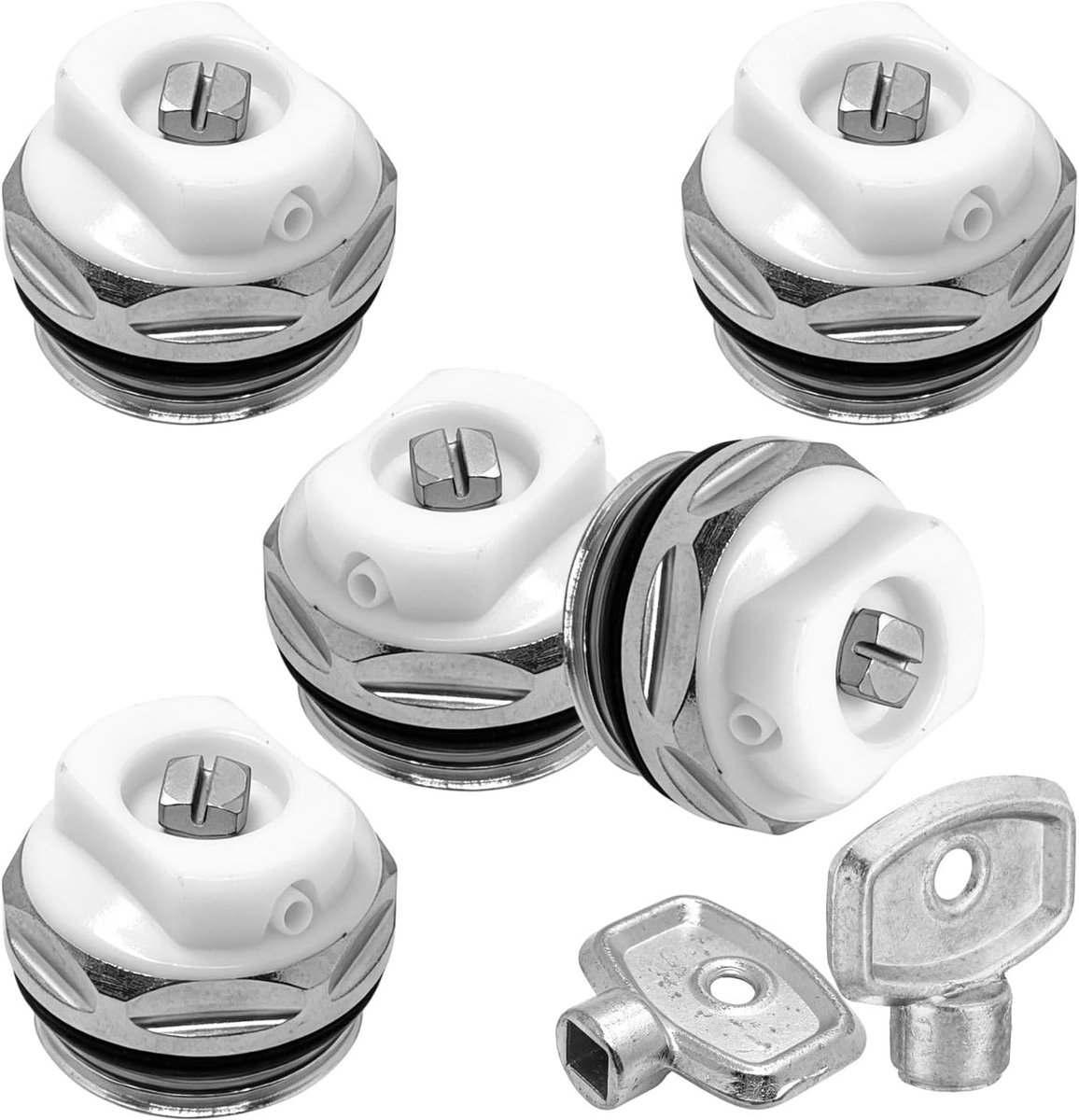 Radiatorontluchtingsventielen 1/2 inch - Messing - Set van 5 met 2 ontluchtingssleutels - Onderhoud verwarmingssysteem - ShopVlot
