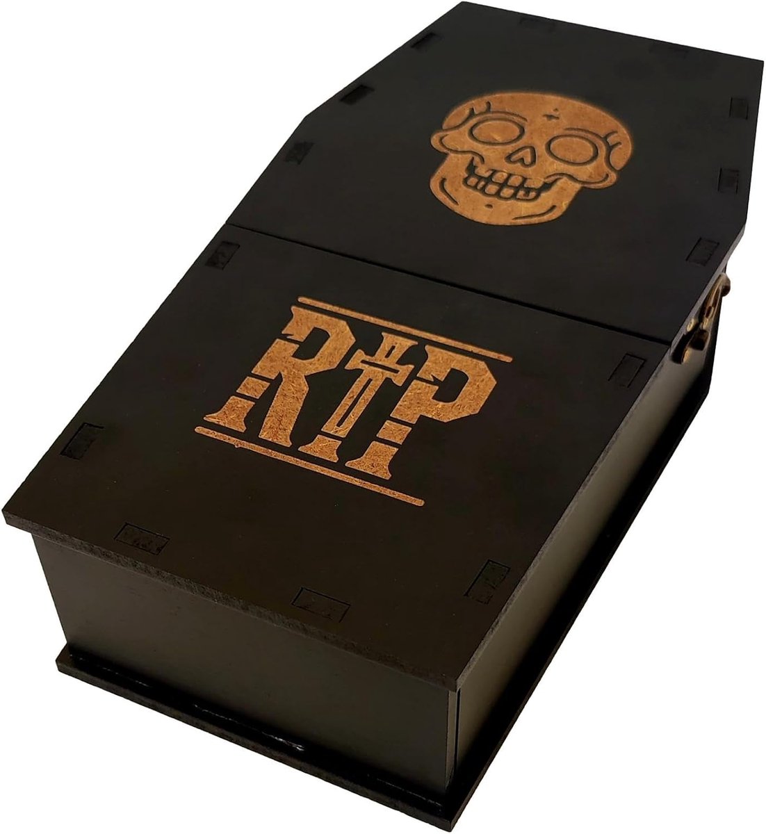 Kistvormige opbergdoos - Zwart met doodskop en RIP - Unieke decoratie voor Halloween - ShopVlot