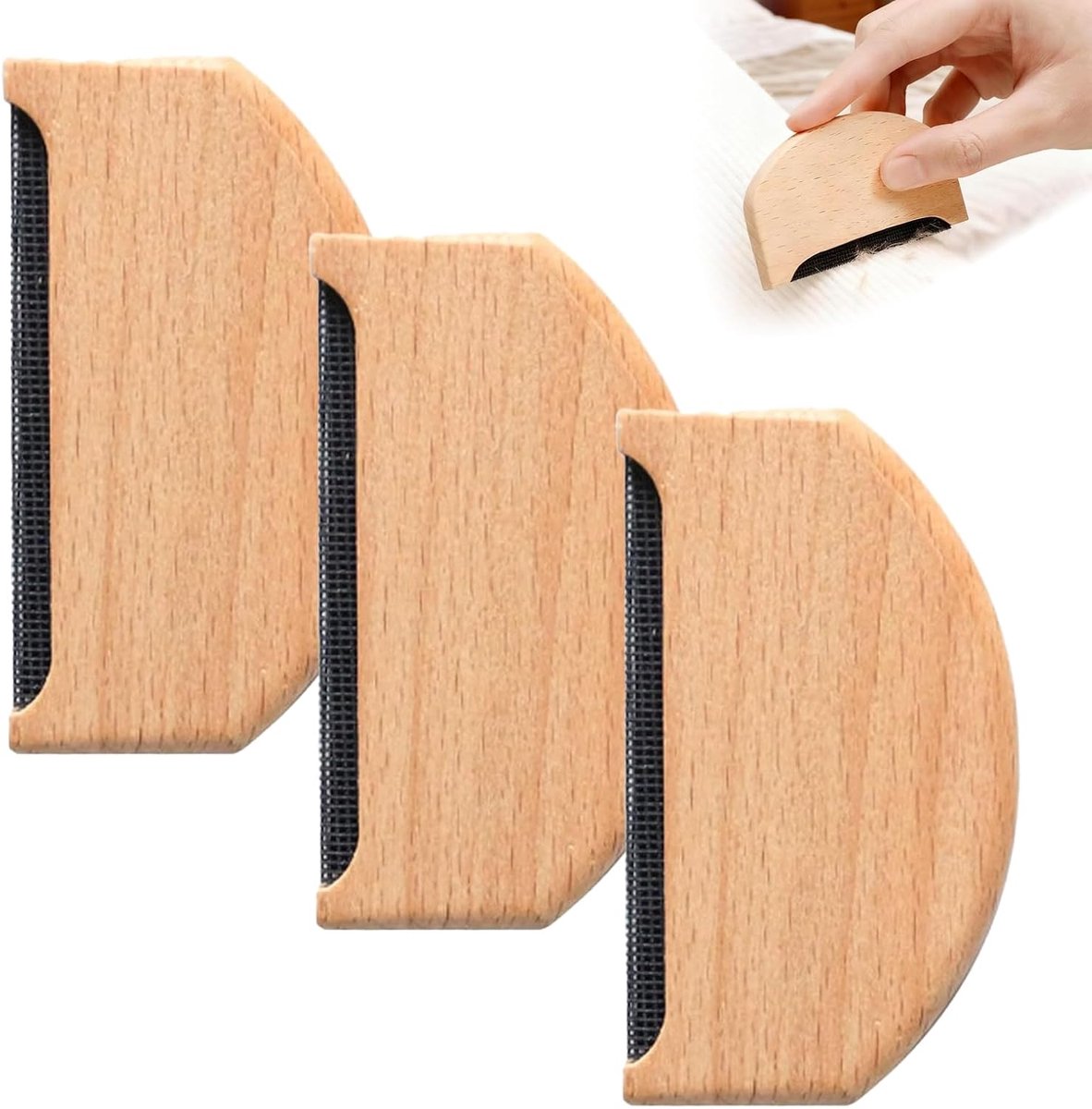 Anti-lint kam set van 3 - cashmere en wol - professionele haarverwijdering - voor een verzorgde uitstraling - ShopVlot