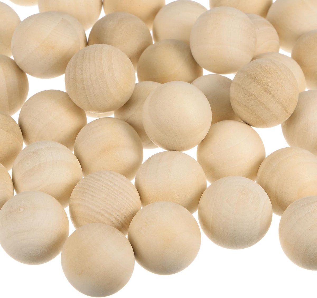 50 stuks ronde houten ballen, diameter 20 mm, onafgewerkte massief houten kralen, kleine natuurlijke knutselballen voor doe-het-zelf knutselprojecten, kunstornamenten