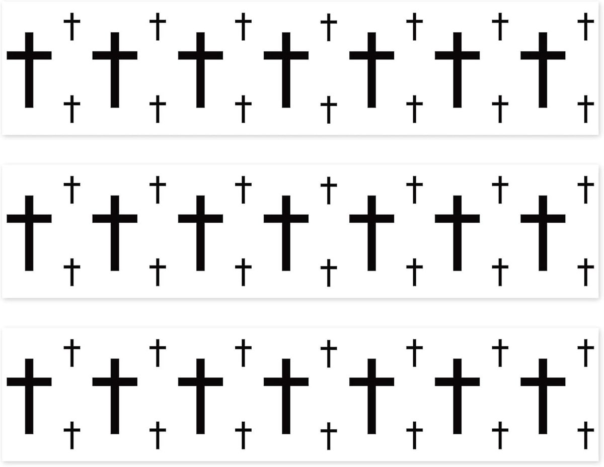 Eetbare Taartrand, 28x6,2cm Rijstpapier Voorgeknipte Taartstrips Kruis Print Decoraties voor Religieus Feest