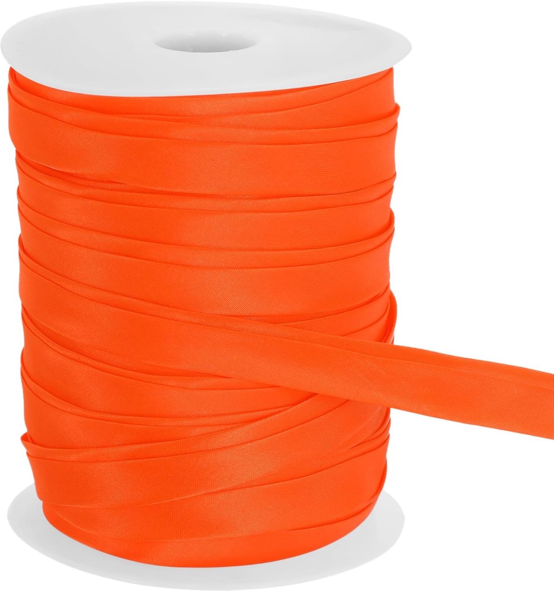 Dubbele Fold Bias Tape voor Naaien 3/5 Inch X 55 Yards Satijn Pre-Fold Continuous Binding Tape voor Naaien Quilting Hemming Binding DIY Ambachten, Oranje Rood