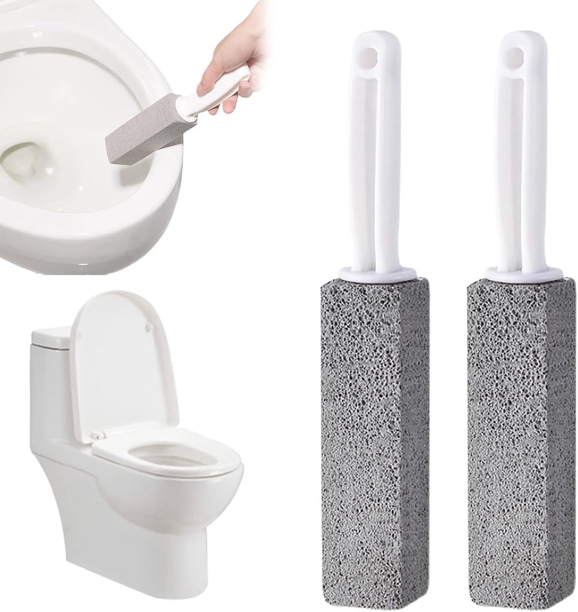 2 stuks reinigingsblok voor toilet, puimsteen, toiletreiniger, reinigingssteen met handvat, toiletreinigingssteen, puimsteen, reinigingssteen met, voor borstels, toilet voor keuken, grill