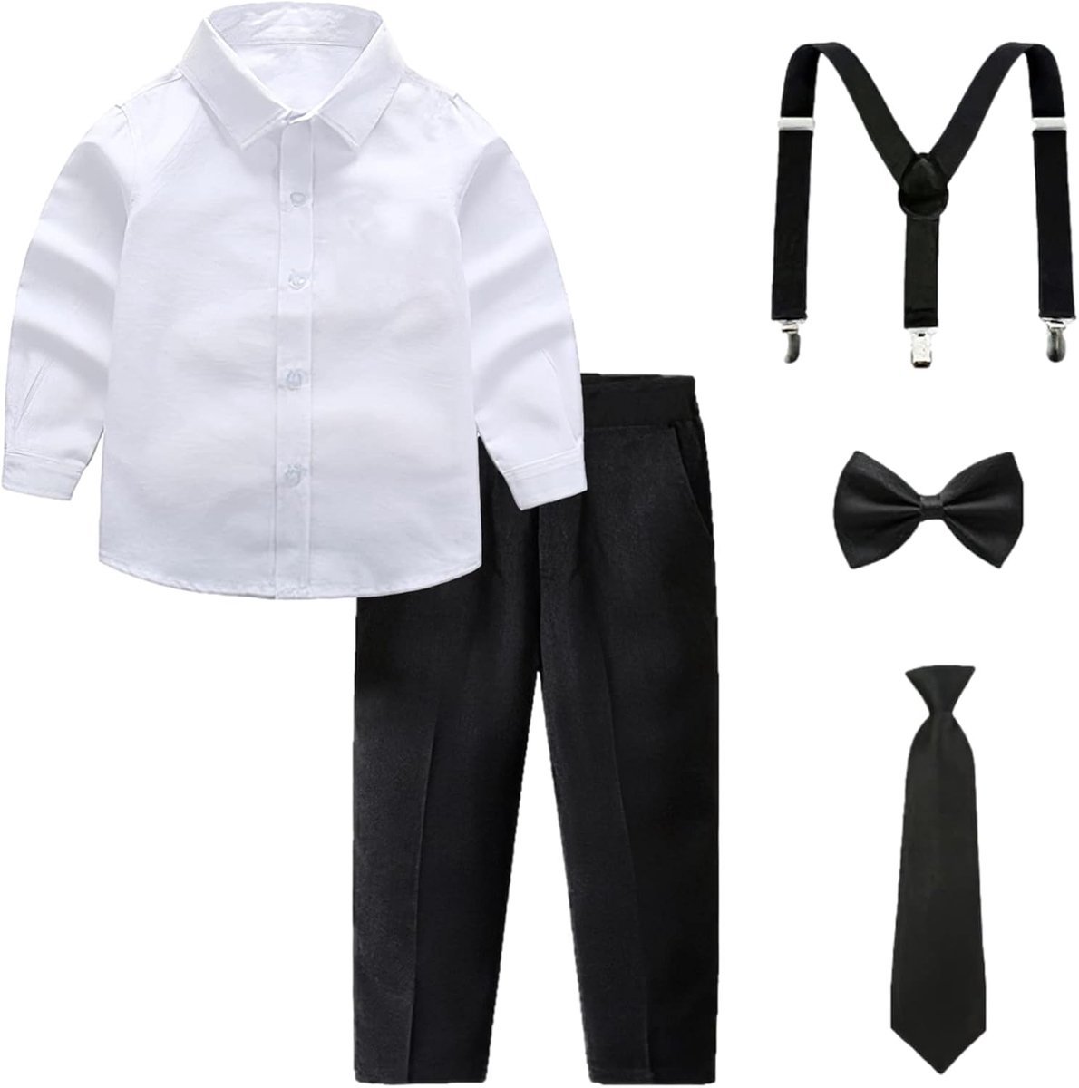 Amropi Jongensset kleding korte mouwen vlinderdas shirts bretels broek