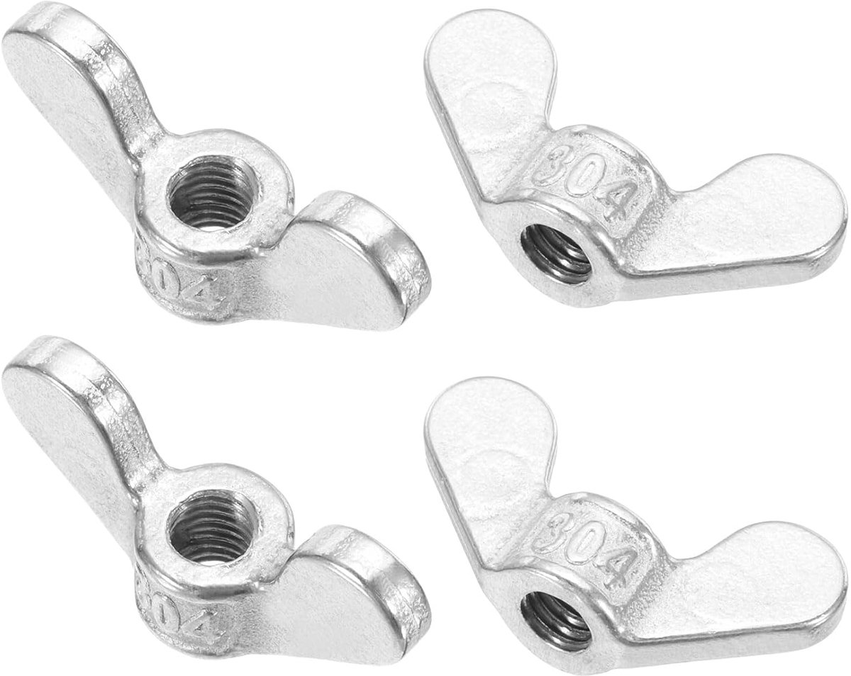 Vleugelmoeren, 4 stuks 304 roestvrij stalen vlindermoeren twist bevestigingsonderdelen gladde afwerking vleugelmoeren voor reparatie, fabricage en engineering