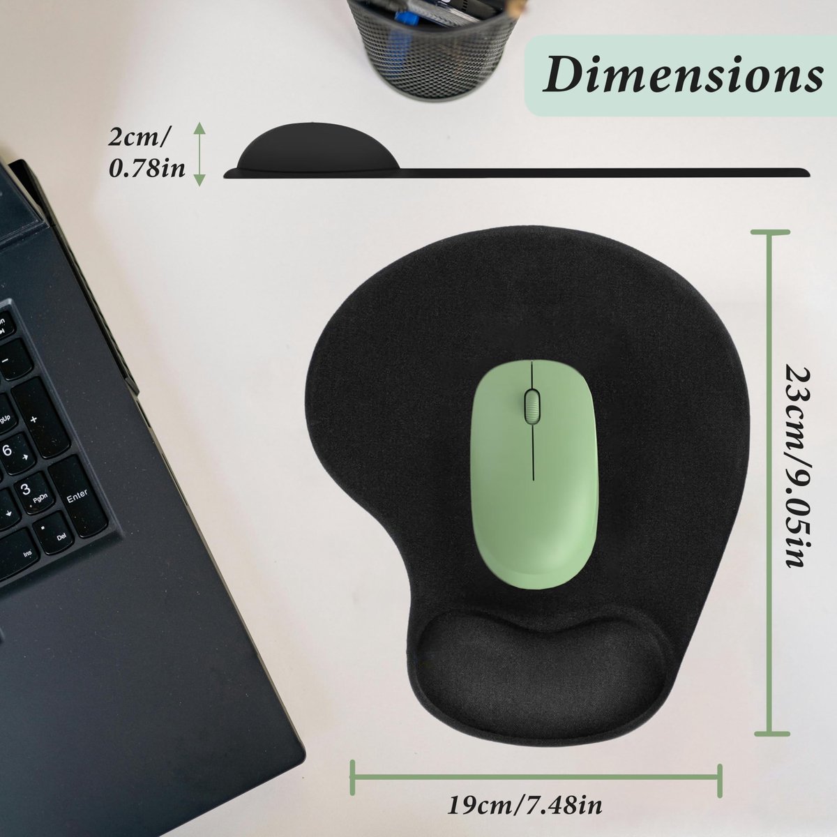 Ergonomische muismat zwart antislip - gelschuim polssteun - comfort voor pc en laptop - SnelShoppen
