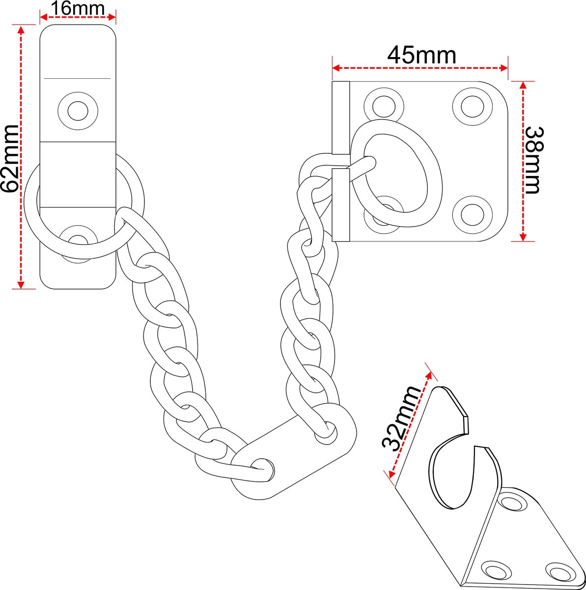 Deurketting Beveiligingsdeur - Heavy Duty - Gepolijst chroom - Verhoogt veiligheid - SnelShoppen