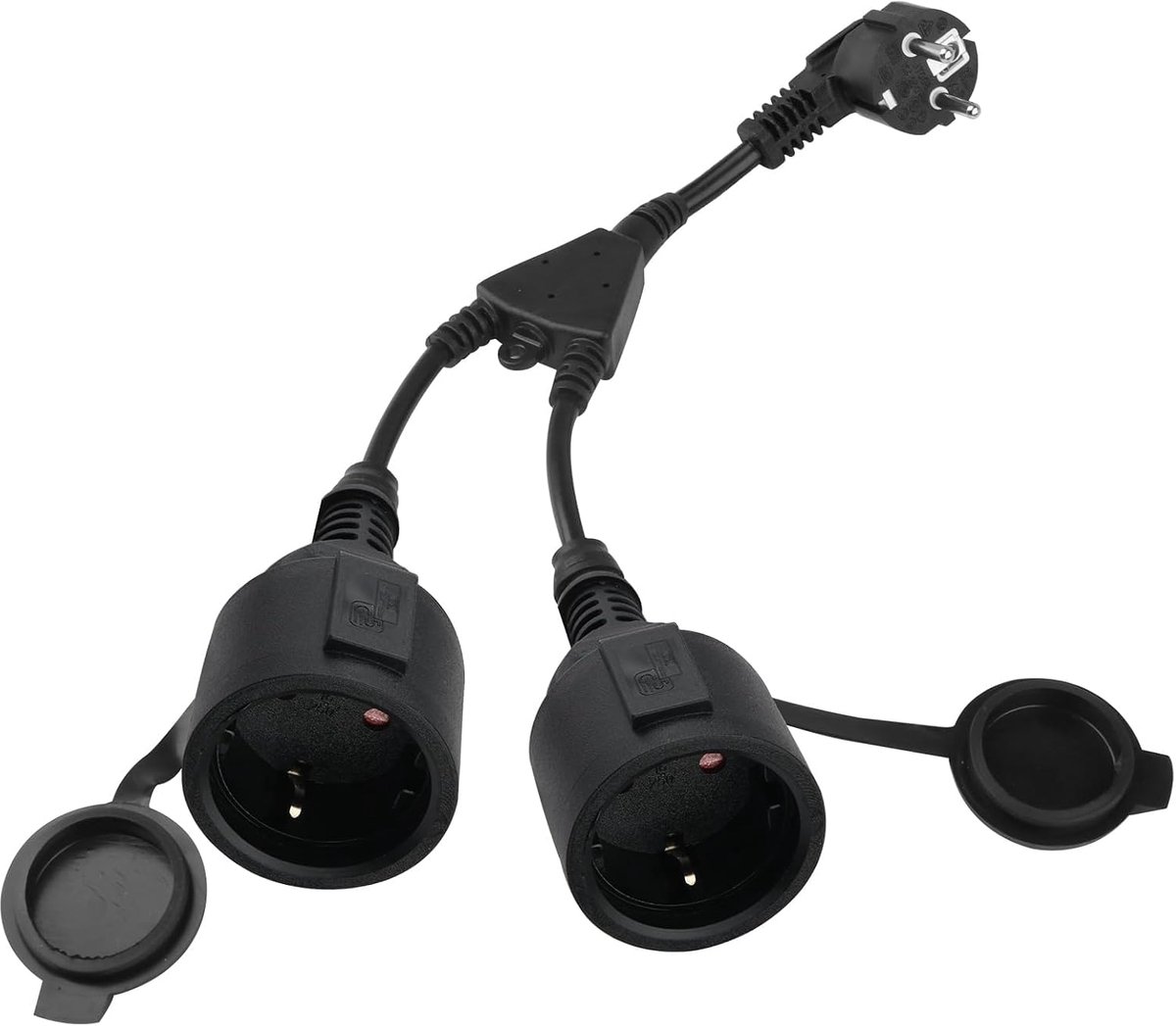 16A Buitenverlengkabel met 2 Schuko-stopcontacten IP44 Waterdicht Multistopcontact 250V met Twee Stopcontacten voor Tuin Terras Bureau Veilig Flexibel Beschermingskabel