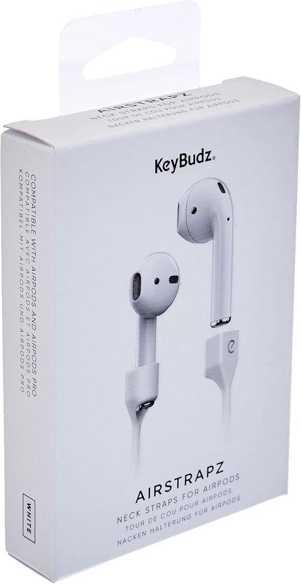 AirStrapz houder houderband, opslag voor Apple AirPods Pro & AirPods, hoofdtelefoon oortelefoon accessoires, wit — afbeelding 4