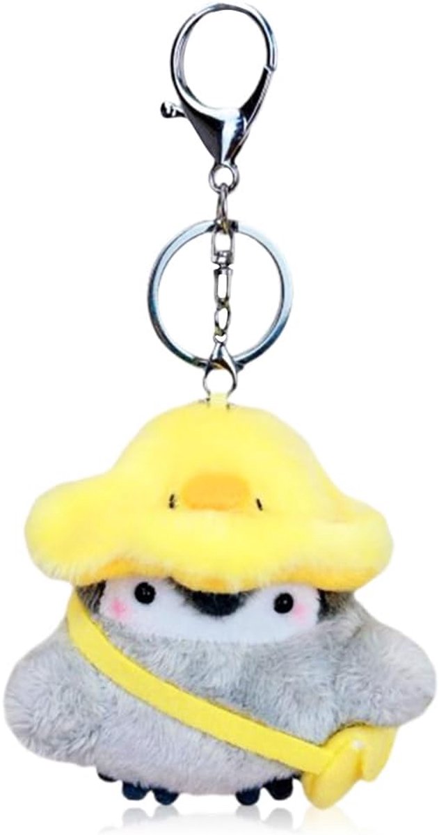 Sleutelhanger van pluche eendje pinguïn, pinguïn-sleutelhanger in de vorm van een pinguïn, met sleutelring voor sleutelhanger, sleutelhanger en tashanger