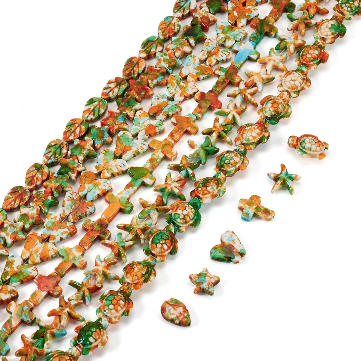 6 strengen schildpad turquoise kralen vlinder edelsteen kralen kruis ster blad steen spacer losse kralen voor armbanden kettingen oorbellen sieraden maken