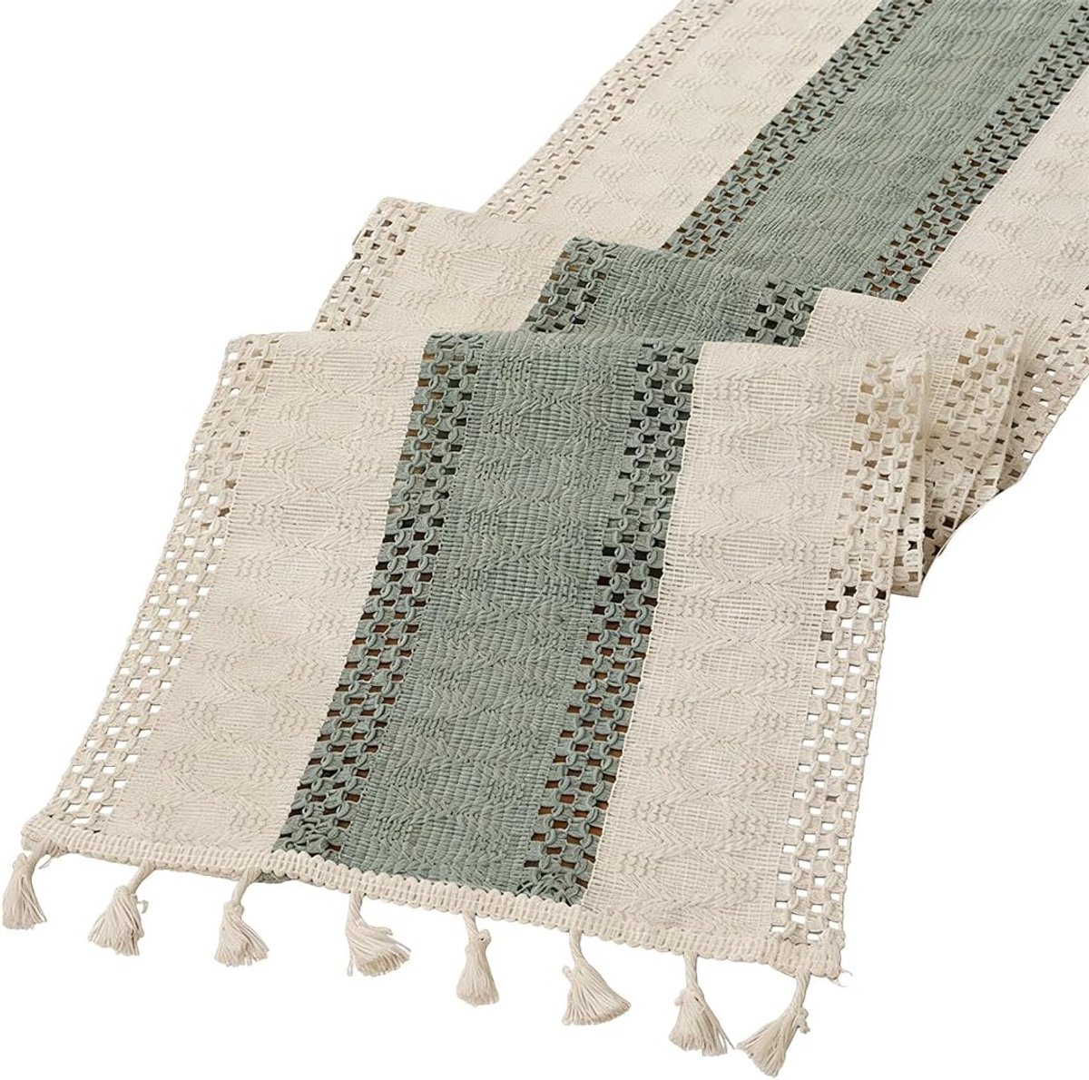 Tafelloper, katoen, linnen, Pasen, boho, macramé, wasbaar, seizoensgebonden keuken, eettafel, decoratie voor binnen, feest, keuken, bruiloft, 30 x 140 cm