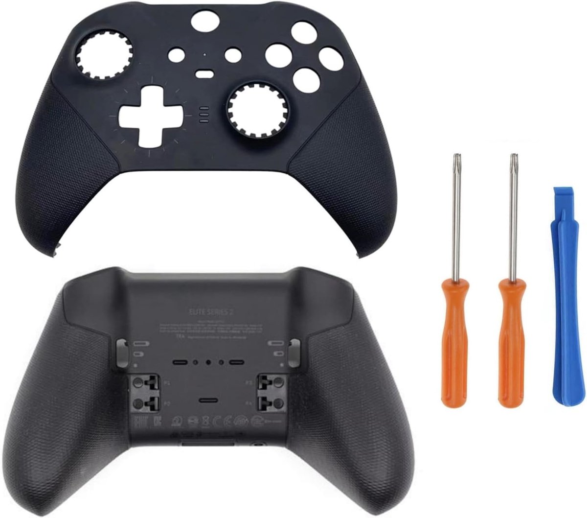 Huisvesting Schelp Voorplaat Behuizing + Onderschaal voor Xbox Elite Draadloze Controller Series 2, Zwart, met Schroevendraaier Gereedschap