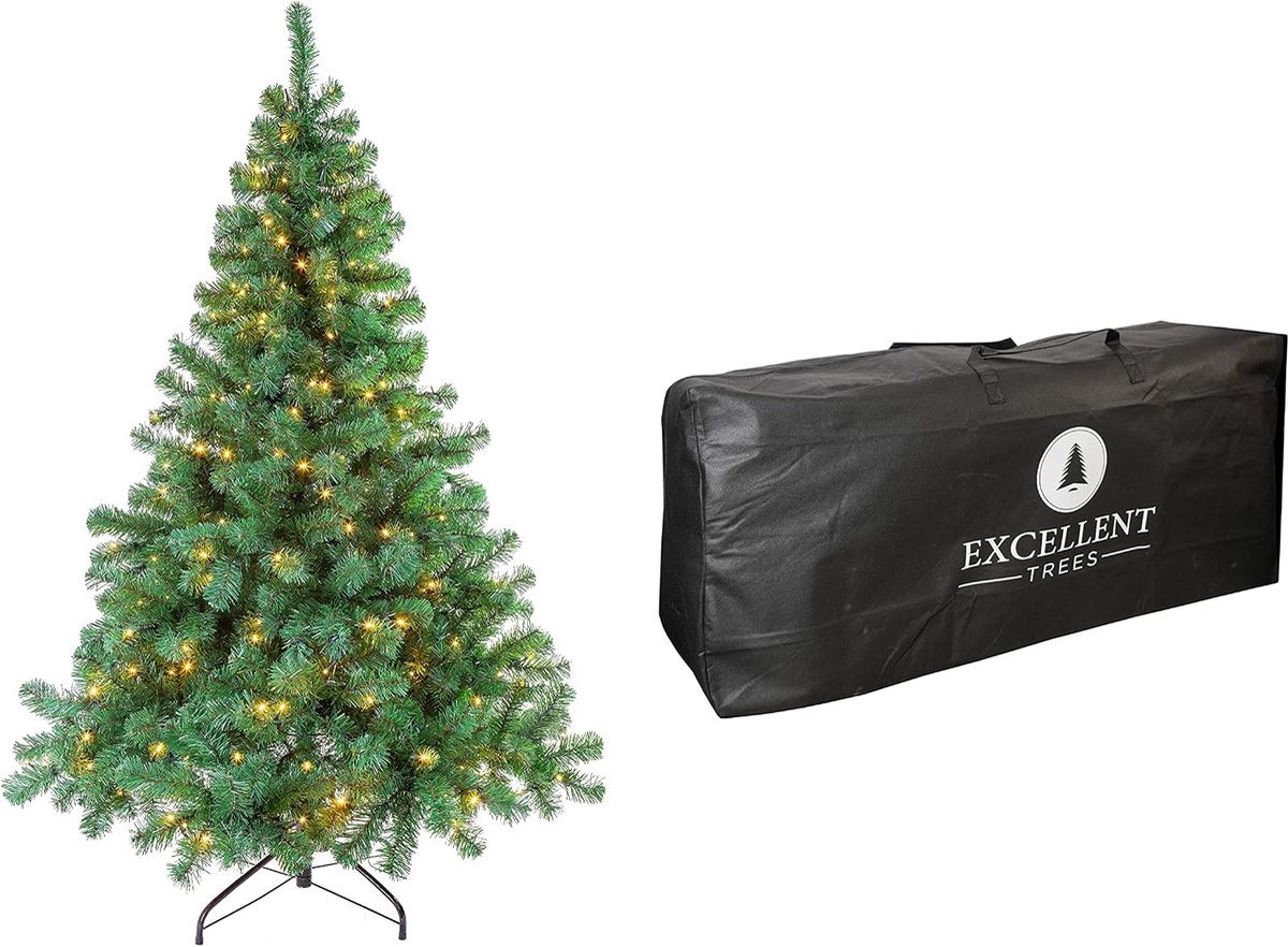 Kerstboom 180 cm - Luxe versie met verlichting - 350 lampjes - Realistisch uiterlijk - SnelShoppen