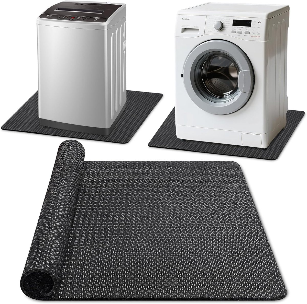 Antislip en trillingsabsorberende vloerbeschermingsmat, universele mat voor wasmachine, droger, koelkast en andere huishoudelijke apparaten, robuuste, krasbestendige deurmat, 68,5 x 68,5 cm