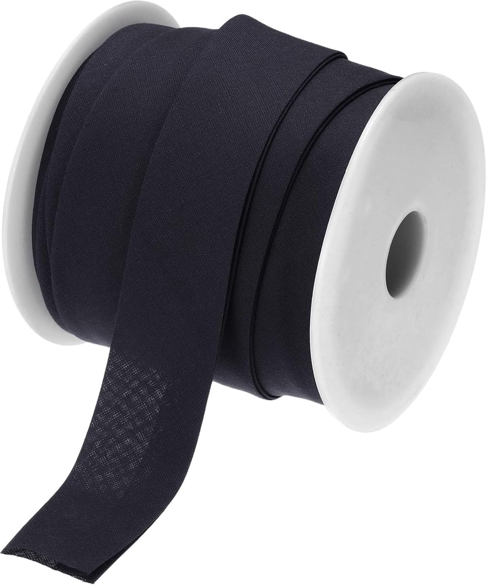 2,54 cm dubbel gevouwen biasband, continu katoen, biasband voor naaien, zomen, quilten, zoomen, knutselen, grijs zwart 9,5 m