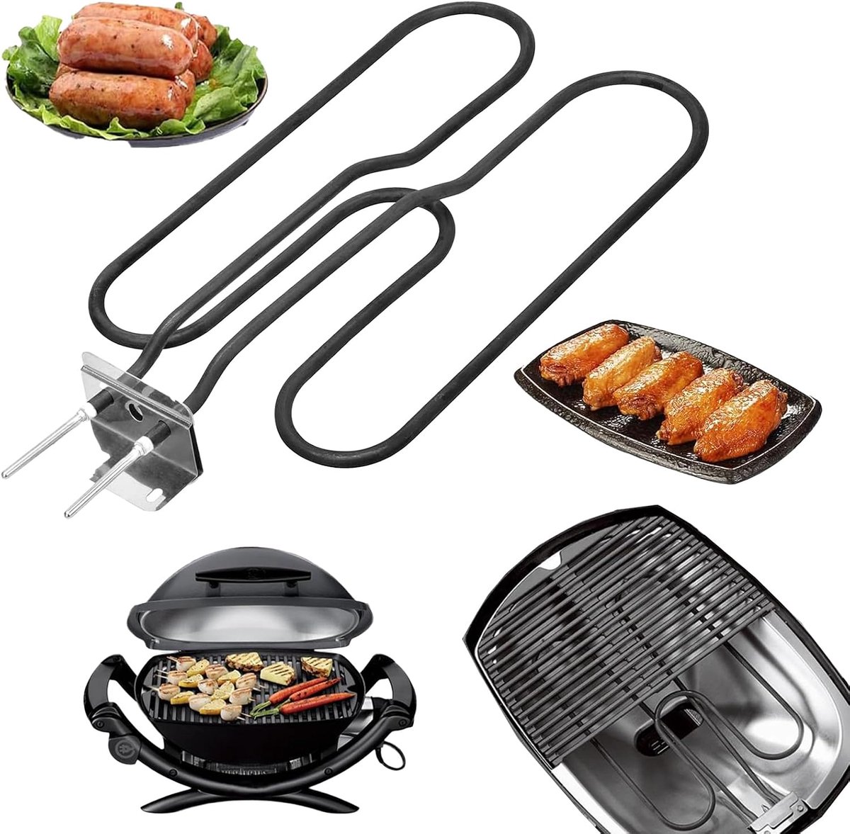 66631, reserveweerstanden voor elektrische grill weerstand 230 V compatibel met Q140, Q1400 grillweerstanden 2200 W weerstand buitengrill grijs
