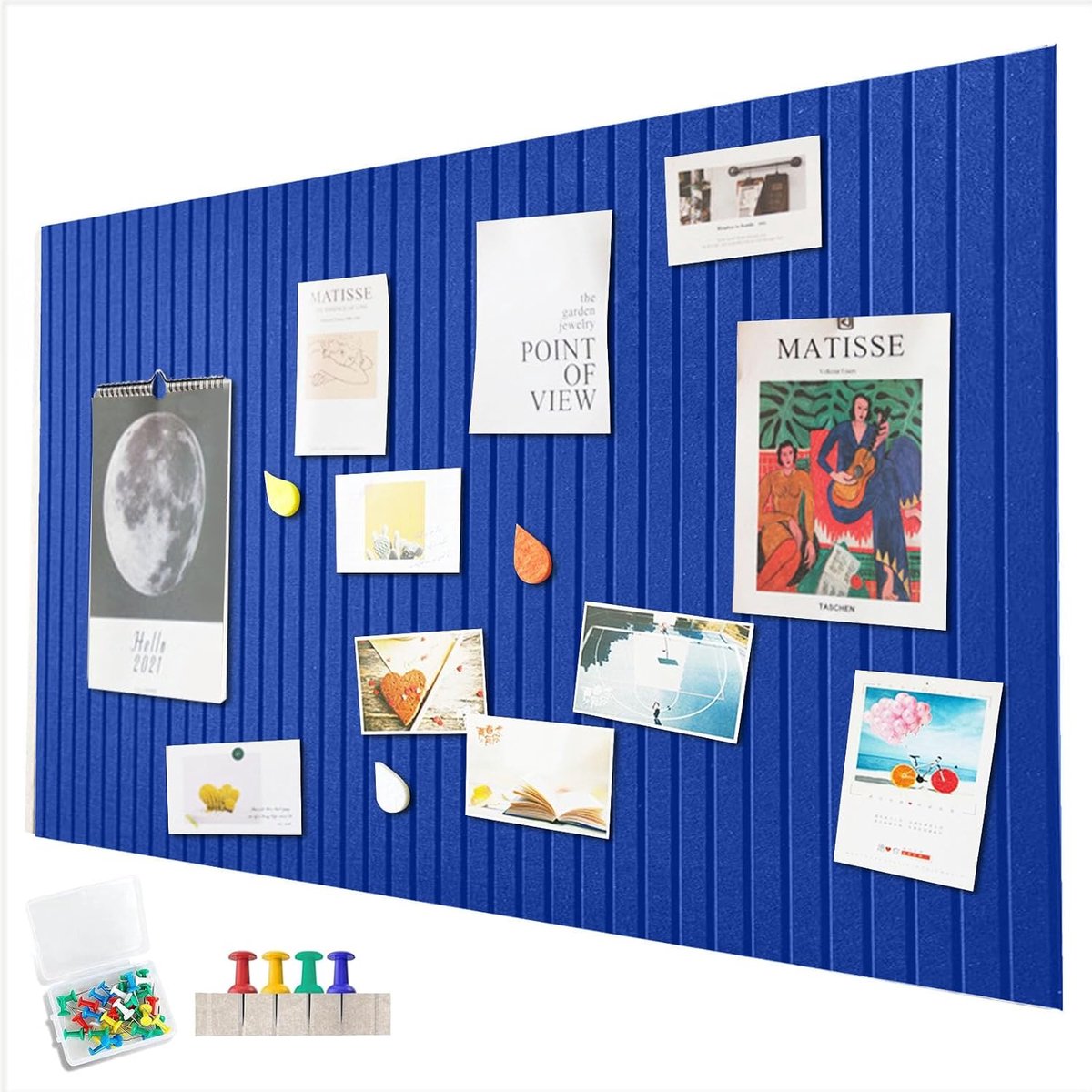 60 x 40 cm groot prikbord, grote kurkplaat, decoratieve kurkwand van vilt, 0,9 cm dik, opvouwbaar fotobord met zelfklevend plakband, vilt zelfklevend visionbord, pinspelden, vilt