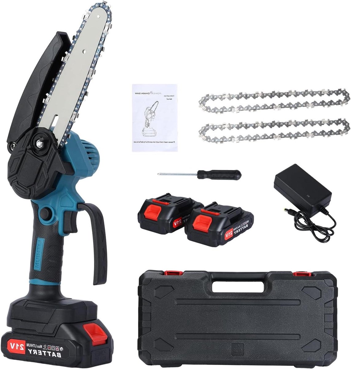 Mini Kettingzaag - Accu Kettingzaag - Tuinonderhoud - Borstelloze Motor - 6 inch - Blauw