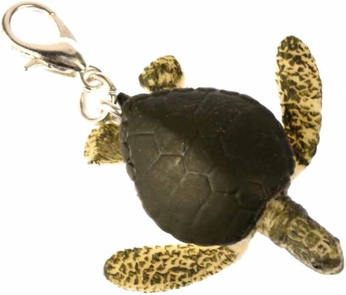 Schildpad Charm Zipper Pull Turtle groen - handgemaakte modesieraden I kettinghanger verzilverd - bedelhanger bedelarmband - hanger voor armband, 30 mm, Rubber Metaal Katoen
