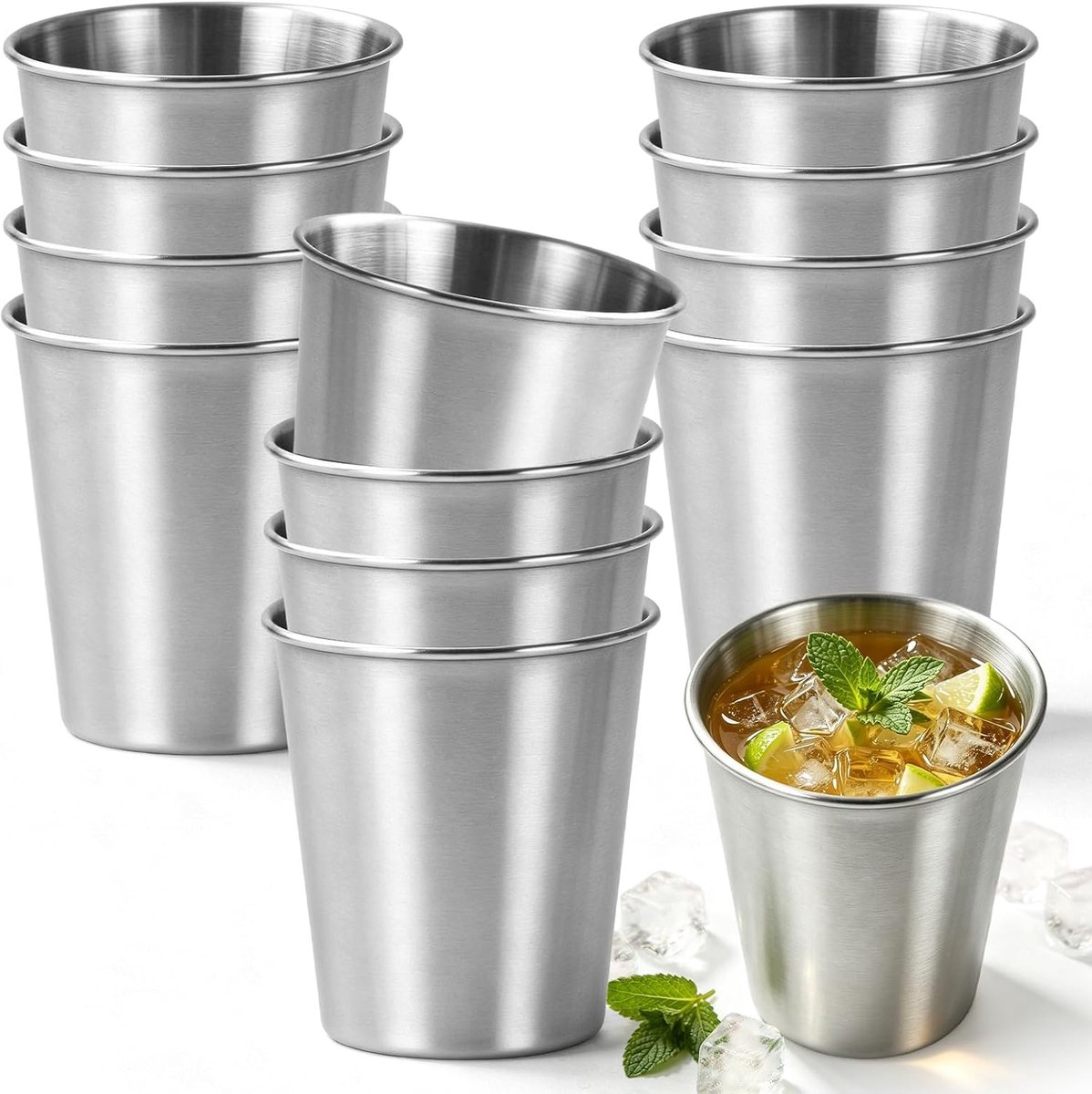 15 stuks roestvrijstalen bekers, 260 ml, stapelbare metalen bekers, campingbekers zonder handvat, roestvrijstalen beker, onbreekbaar, BPA-vrij, drinkbekers voor feest, picknick, reizen, huishouden