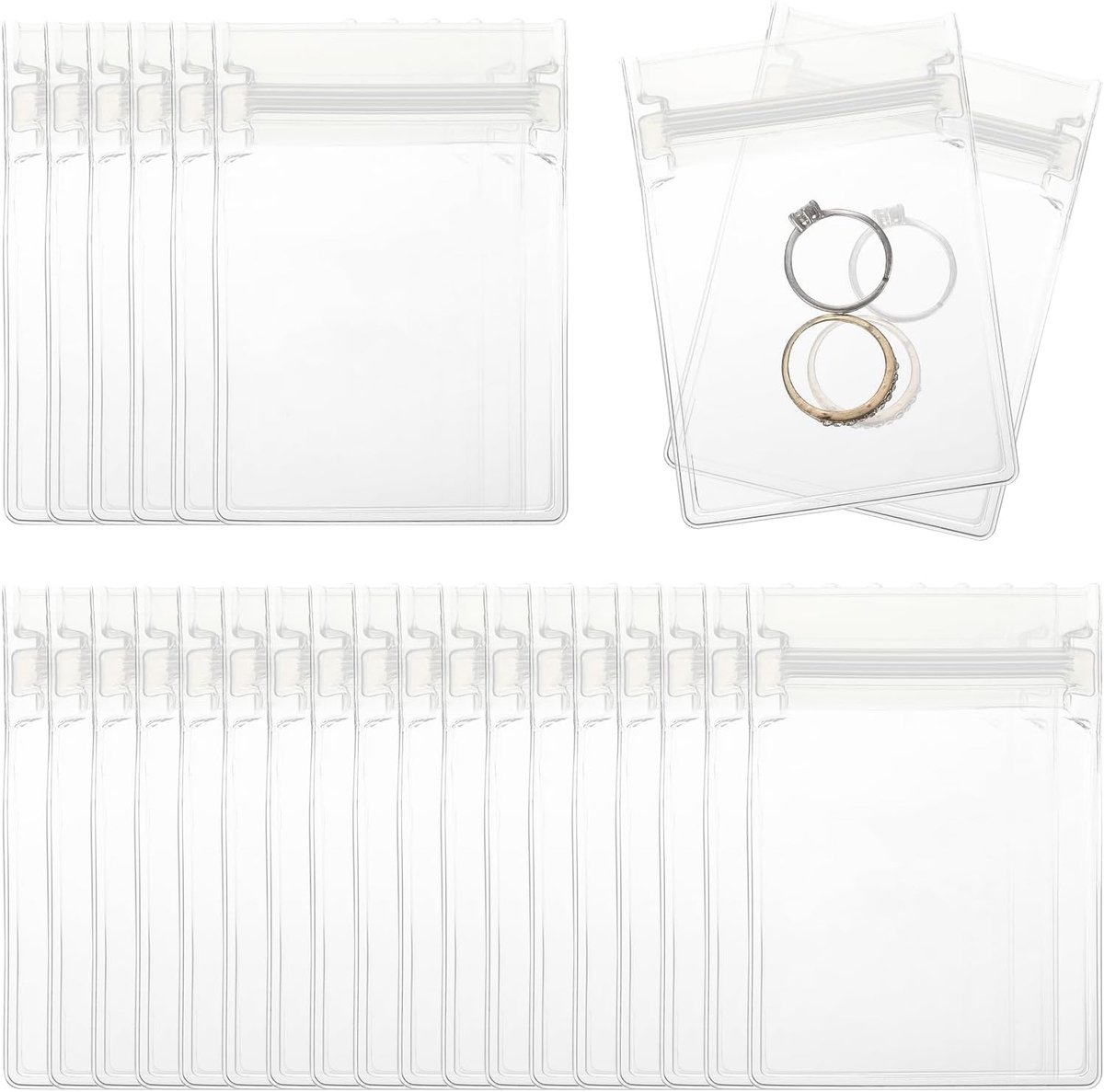 50 stuks anti-aantasting sieraden tassen, EVA rits slot sieraden zakje voor het vasthouden van opslag ringen oorbellen, 6 x 9,5 cm, transparant