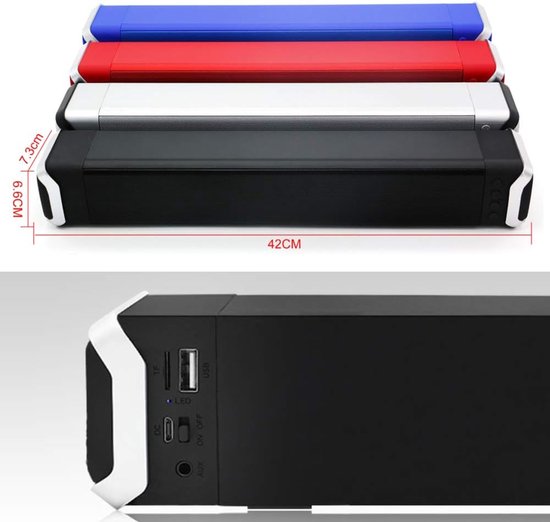 Mini Soundbar - Draagbare Luidspreker - Muziek Streamen - 3D Stereo Geluid - 42 cm - Blauw van MINI — afbeelding 5