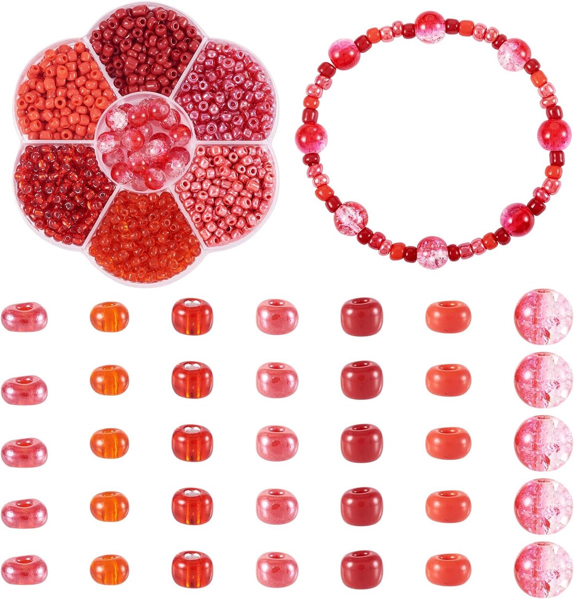 Glazen rocailles vriendschap armband kit 7 stijlen 4 mm pony kralen voor het maken van armbanden ambachtelijke kralen kit met 8 mm kraken glaskralen voor doe-het-zelf ketting ambachten