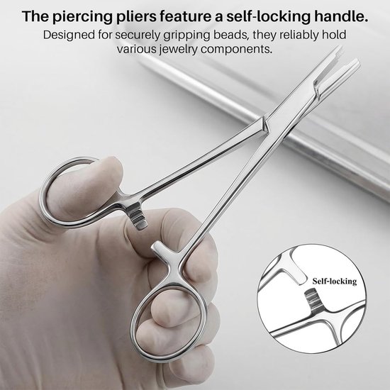 Tang, 3 mm piercing bal opdraaier met grijper perforatiegereedschap - Piercingtang voor bal om te draaien, piercingopener, piercinggereedschap, klem voor ballen en lichaamsdelen — afbeelding 2