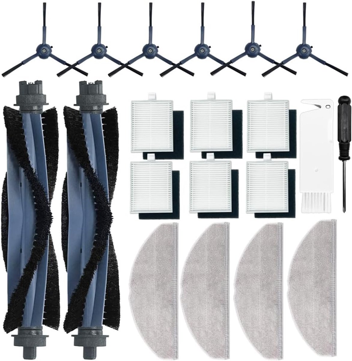 Accessoires voor Eufy G50 Hybride/L60 Hybride/L60 Hybrid SES Robotstofzuiger, 2 hoofdborstels, 6 zijborstels, 6 hepa-filters, 4 dweilpads