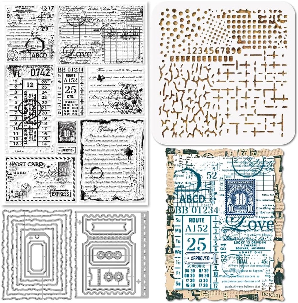Vintage Tekst Achtergrond Clear Stempels Metalen Rechthoek Frame Snijden Die Cuts PET Verf Craft Stencils Voor Kaart Maken Diy Embossing Scrapbooking Craft