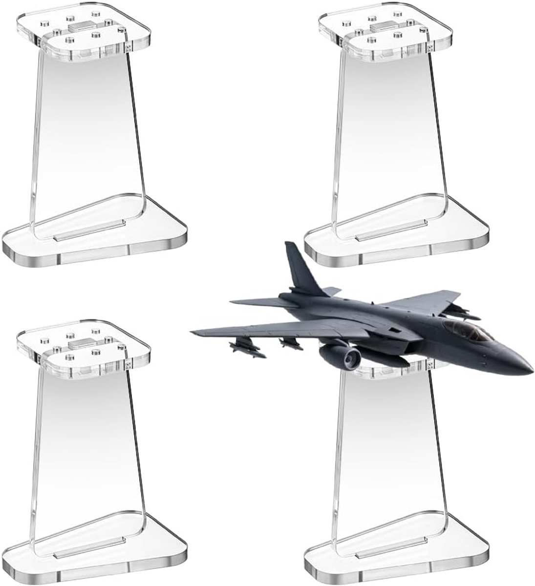 4 stks Clear Acryl Display Stands voor Model Vliegtuig Helikopter Bouwstenen Set Afneembare Display Houder Display Kelders voor Thuiskantoor Collectie en Gift, 8x7 cm