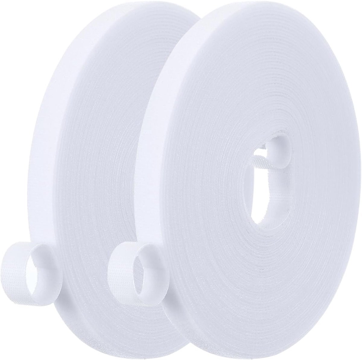 2 stuks dubbelzijdige nylon strips herbruikbare kabelbinders rol multifunctioneel koordmanagement tape wrap sluiting voor thuiskantoor, wit