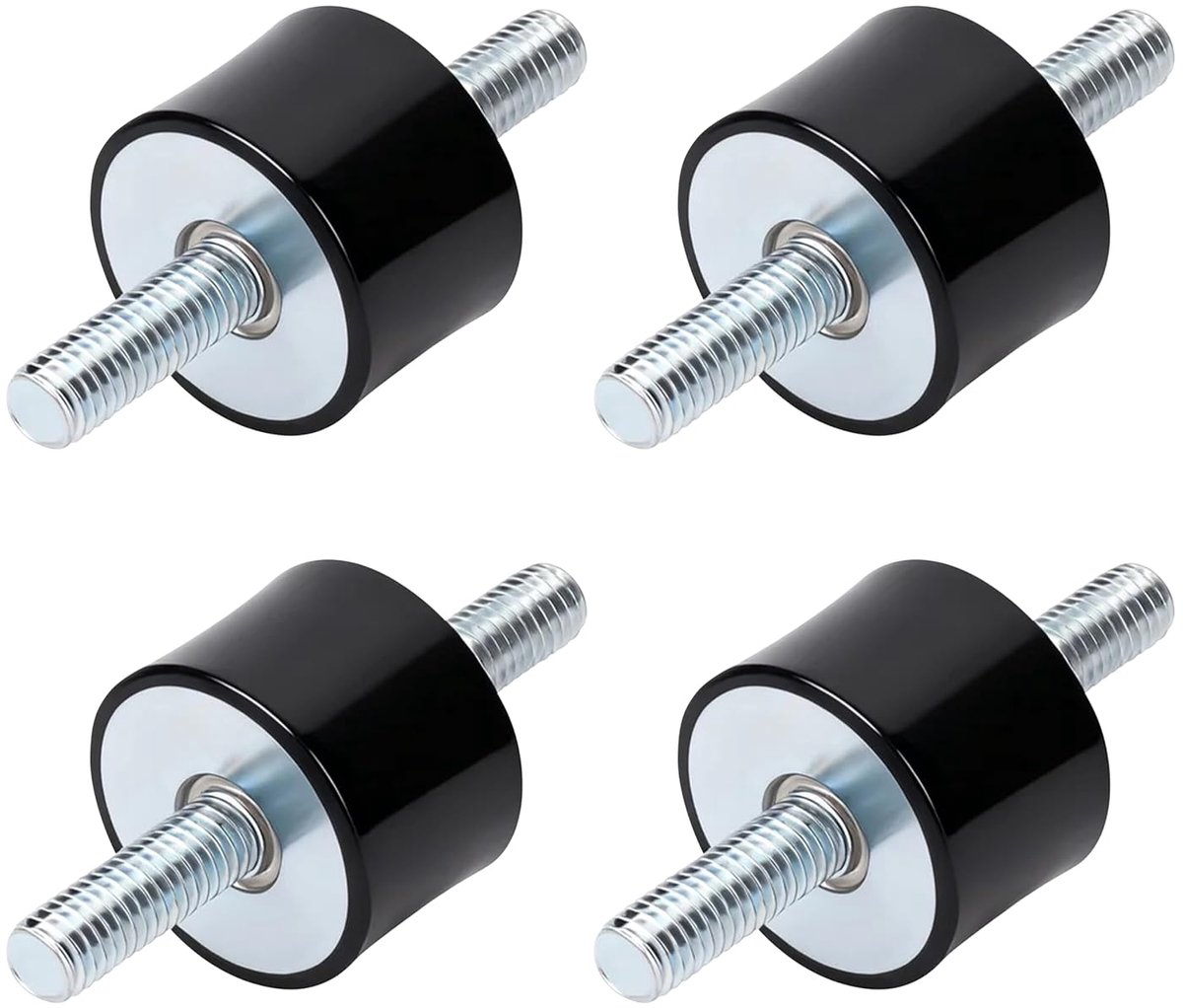 4 stuks M8 rubberen lagers, schokdemper, anti-vibratie, stille blok, rubberen metalen buffers, rubberen dempers met schroeven, voor autospoelen, luchtcompressoren, dieselmotoren (VV 30 x 30 M8 x 23 mm