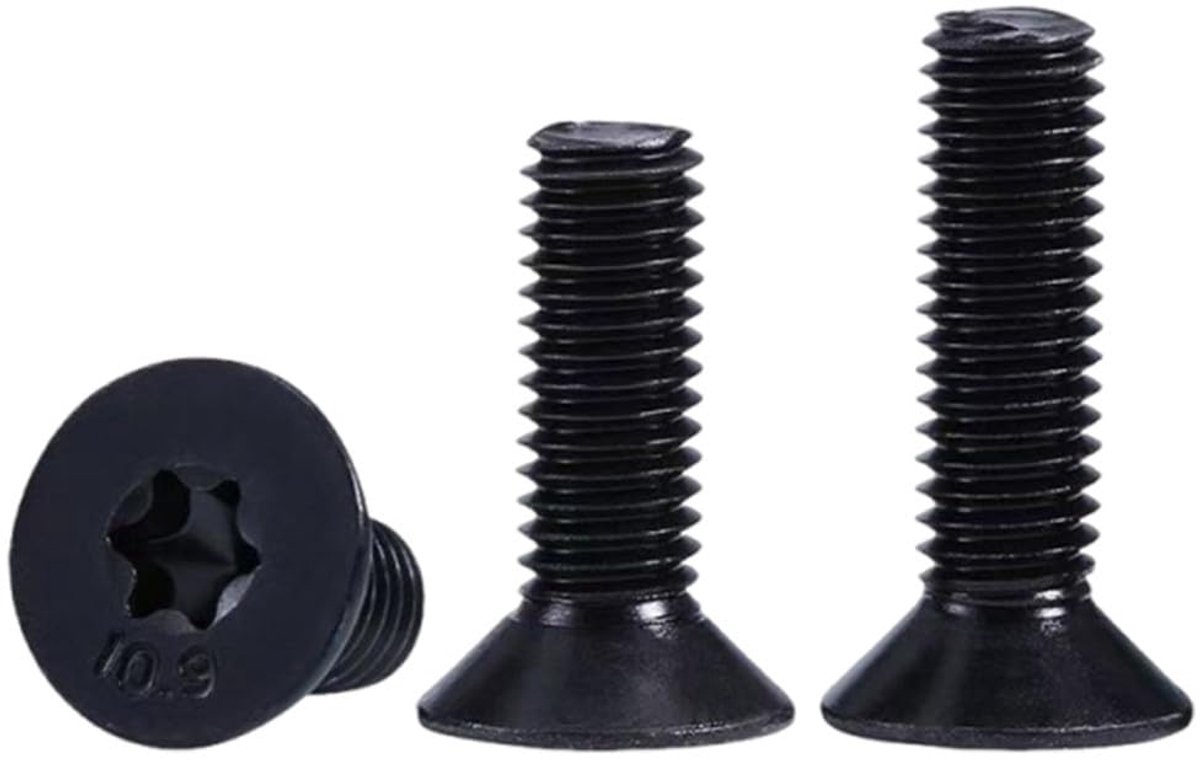 20 Stuks Torx Verzonken Schroeven RVS 304 A2 - Verzonken Torx Schroeven M3 x 12mm Machinebouten Zwart Meubelschroeven Platteschroeven voor Machines, Meubels